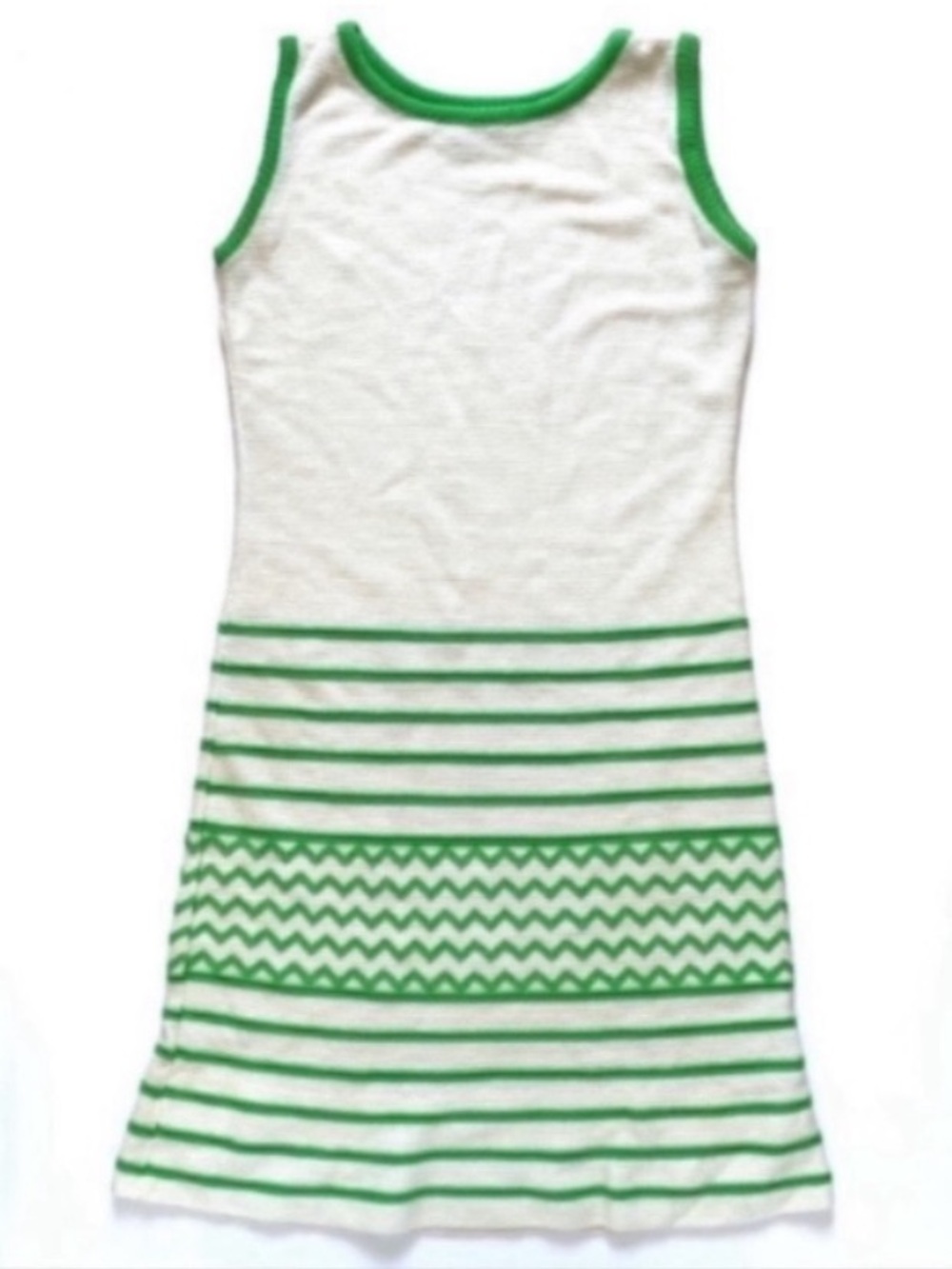 VINTAGE Country Set Knit Kelly Green and Cream Mini Dress Knitwear